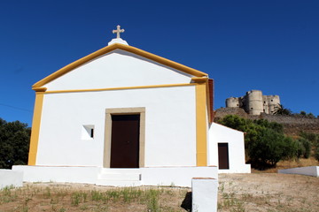 Church with castle above, &Eacute;voraMonte, Portugal