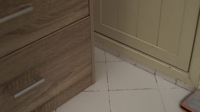 mob the floor on white tiles