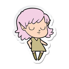 sticker of a cartoon elf girl