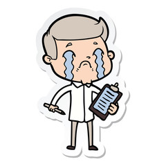 Obraz na płótnie Canvas sticker of a cartoon man crying