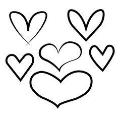 Set of outline hand drawn heart icon.Vector heart collection. Illustration for your graphic design.