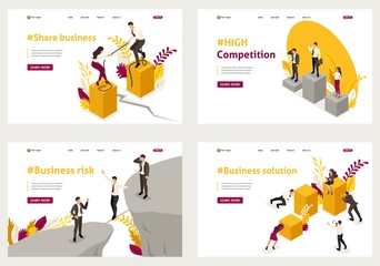 Isometric Set Landing Page Business Concepts