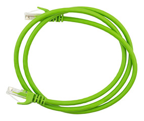 green Lan cable on white