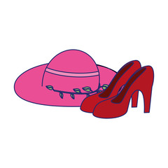 woman hat with high heels