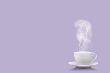 a cup of coffee on the Proton Purple background