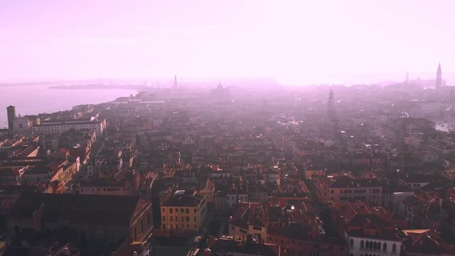 Venice Italy at midday with a view over the roofes of the City. Filmed with a DJI Mavic Air in 4k