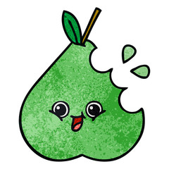 retro grunge texture cartoon green pear