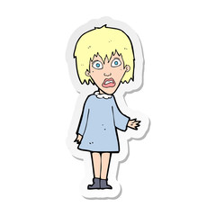 sticker of a cartoon shocked woman