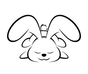 Illustrations of rabbit action logo on white background, Animals vector of isolated a cute rabbit icon