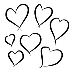 Set of outline hand drawn heart icon.Vector heart collection. Illustration for your graphic design.