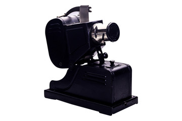  Old film projector isolated on white background. Part of set.
