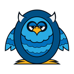 The letter O forms an image of an Blue owl Cartoon Vector