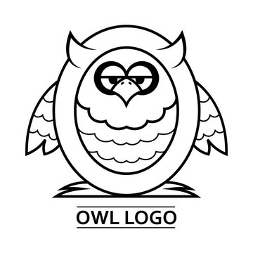 Letter O with owl picture inside Logo Cartoon Vector