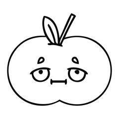 line drawing cartoon red apple