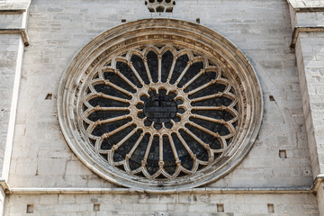 Rose window of Fossanova Abbey in Lazio, Italy