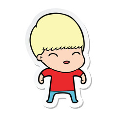 sticker of a happy cartoon boy