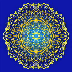 Abstract Geometric Flower. Stylish Fashion Design. Background For Invitation Card. Vector Illustration. Blue, yellow color