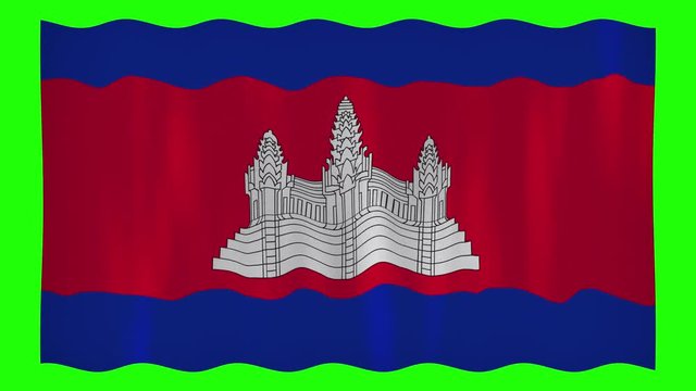 Combodia flag waving Chroma screen stock footage for backgrounds and textures I Combodia country flag waving stock video