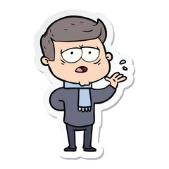 sticker of a cartoon tired man