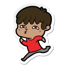 sticker of a cartoon curious man