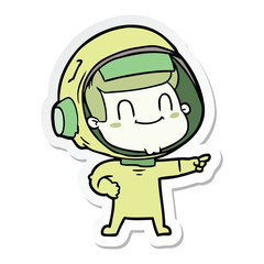 sticker of a happy cartoon astronaut man
