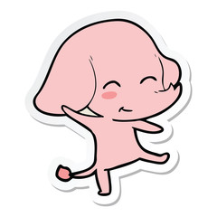 Obraz premium sticker of a cute cartoon elephant dancing