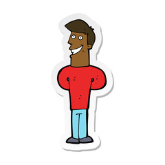 sticker of a cartoon grinning man