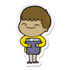 sticker of a cartoon happy boy