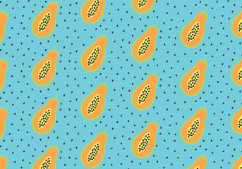 Papaya vector pattern on a blue background