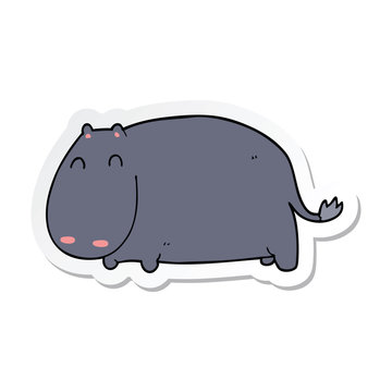 sticker of a cartoon hippo