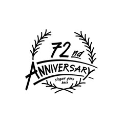 72 years design template. Vector and illustration. 72 years logo.