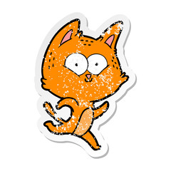 distressed sticker of a cartoon cat running