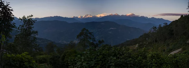 Papier Peint photo autocollant Kangchenjunga View of Kangchenjunga mountain range, Great Himalaya Range, Sikkim, India