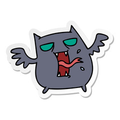 sticker cartoon of cute scary kawaii bat