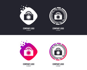 Logotype concept. Photo camera sign icon. Photo flash symbol. Logo design. Colorful buttons with icons. Vector