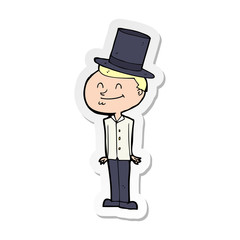 sticker of a cartoon man wearing top hat
