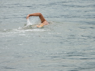 swimming at sea