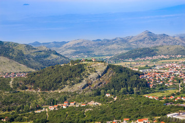 Fototapeta na wymiar Aerial view of the monastery Hercegovacka Gracanica in Trebinje. Bosnia and Hercegovina