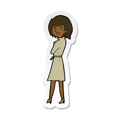 sticker of a cartoon woman in trench coat