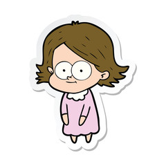 sticker of a happy cartoon girl