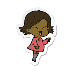 sticker of a happy cartoon girl