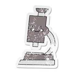 distressed sticker of a cute cartoon microscope