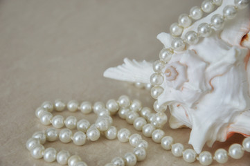 pearl necklace on white background