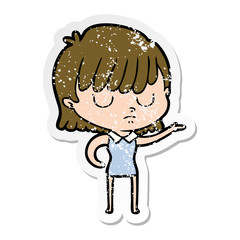 distressed sticker of a cartoon woman