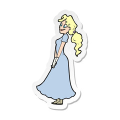 Fototapeta premium sticker of a cartoon pretty woman in dress