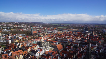 ulm view over old city quarter from above