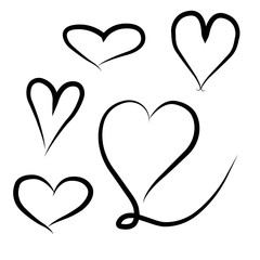 Set of outline hand drawn heart icon.Vector heart collection. Illustration for your graphic design.