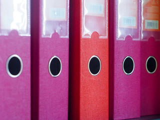 row of ring binders