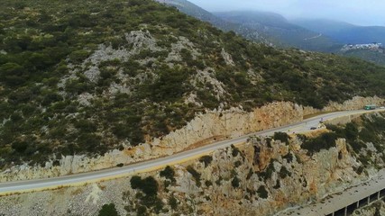 Fototapeta na wymiar Aerial view of Garraf. Road between Sitges and Castelldefels. Spain. Drone Photo