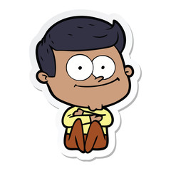 sticker of a cartoon happy man
